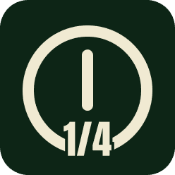 Jedna odpowiedź - Ikona koła z pionową kreską w środku z dopisem 1 na 4 na dole